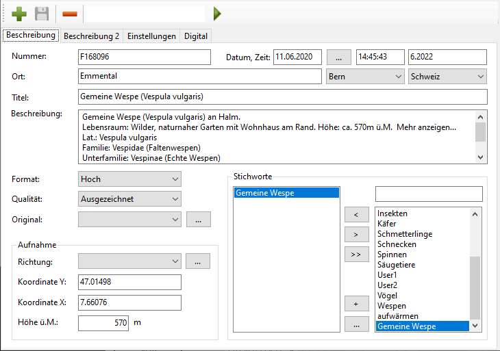 BILDARCH 5: Fotodaten der Gruppe Beschreibung.