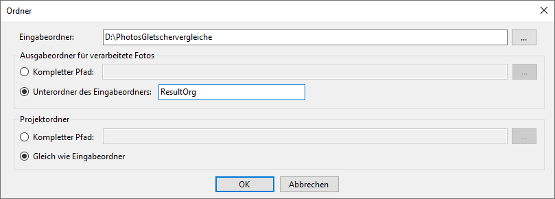 Vorgabewerte Ordnerstruktur.