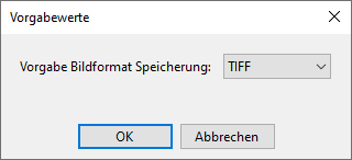 Vorgabewerte Bildformat.