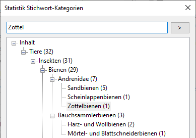 BILDARCH 5: Statistik Stichwort-Kategorien.